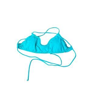 Victoria's Secret Bikini Top Womens Size M Green Teal Strappy Tie Closure Padded